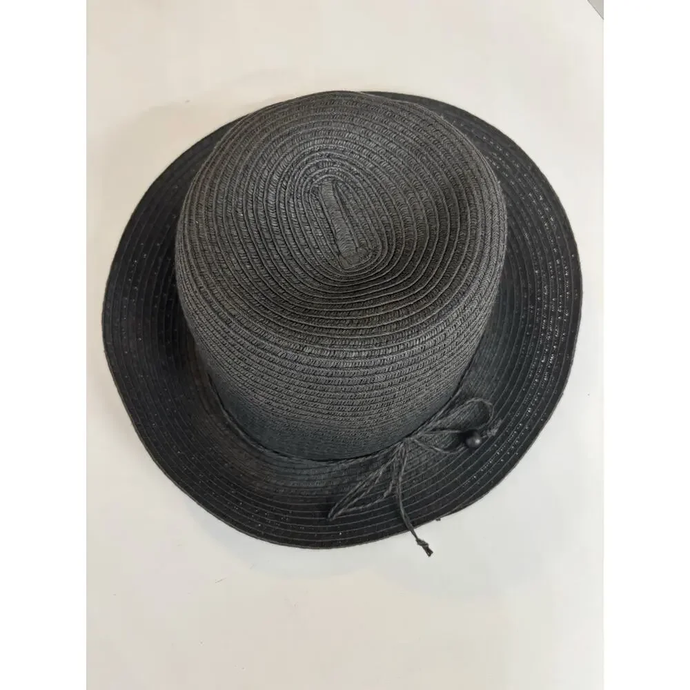 August Hat Company Black “Classic Kettle” Straw Sunhat, Braided Band - Picture 2 of 6